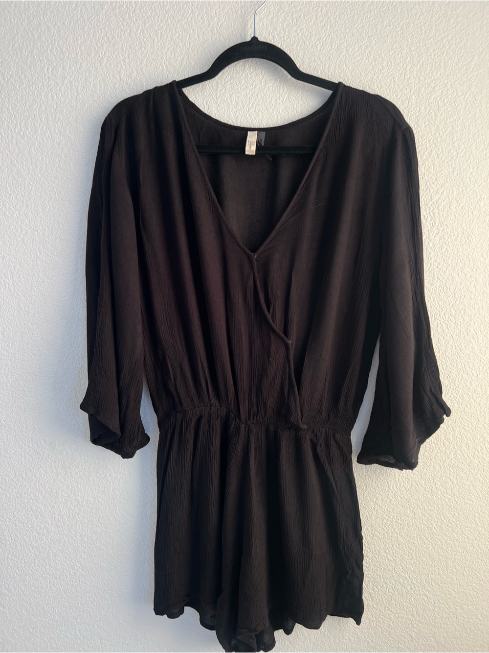 Elan Black Flowy Bell Sleeve Jumper Cover-Up